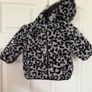 Wonder Nation Coat Reversible Black w/leopard hooded